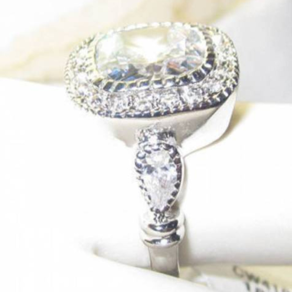NWT ring white CZ classic large cushion cut - Picture 3 of 7